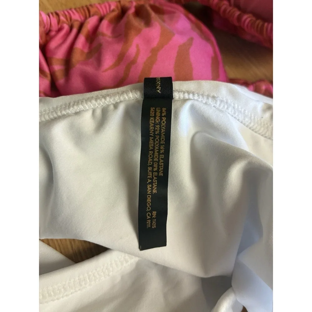VIX Paula Hermanny Bikini Set S White Bottom L Pink Animal Print‎ Top Bia NEW